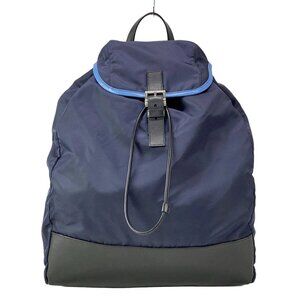 Auth PRADA - 2VZ008 Dark Navy Black Light Blue Nylon Leather Backpack